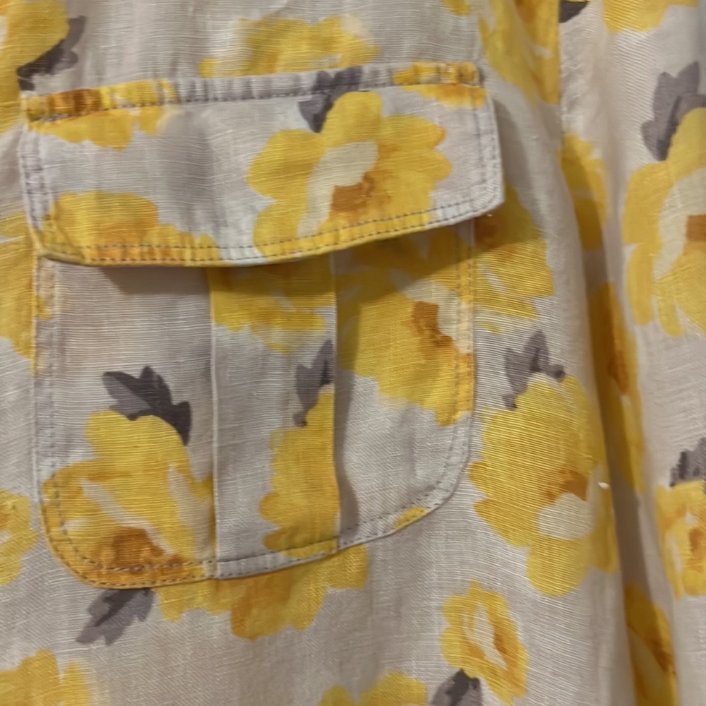 Charter Club Luxury 100% Linen size Large yellow and tan button down casual - Picture 5 of 11